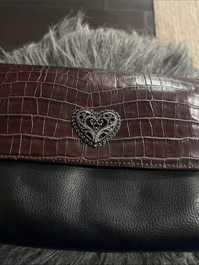 Rolfs Croc-Embossed Brown and Black Heart Accent Wallet